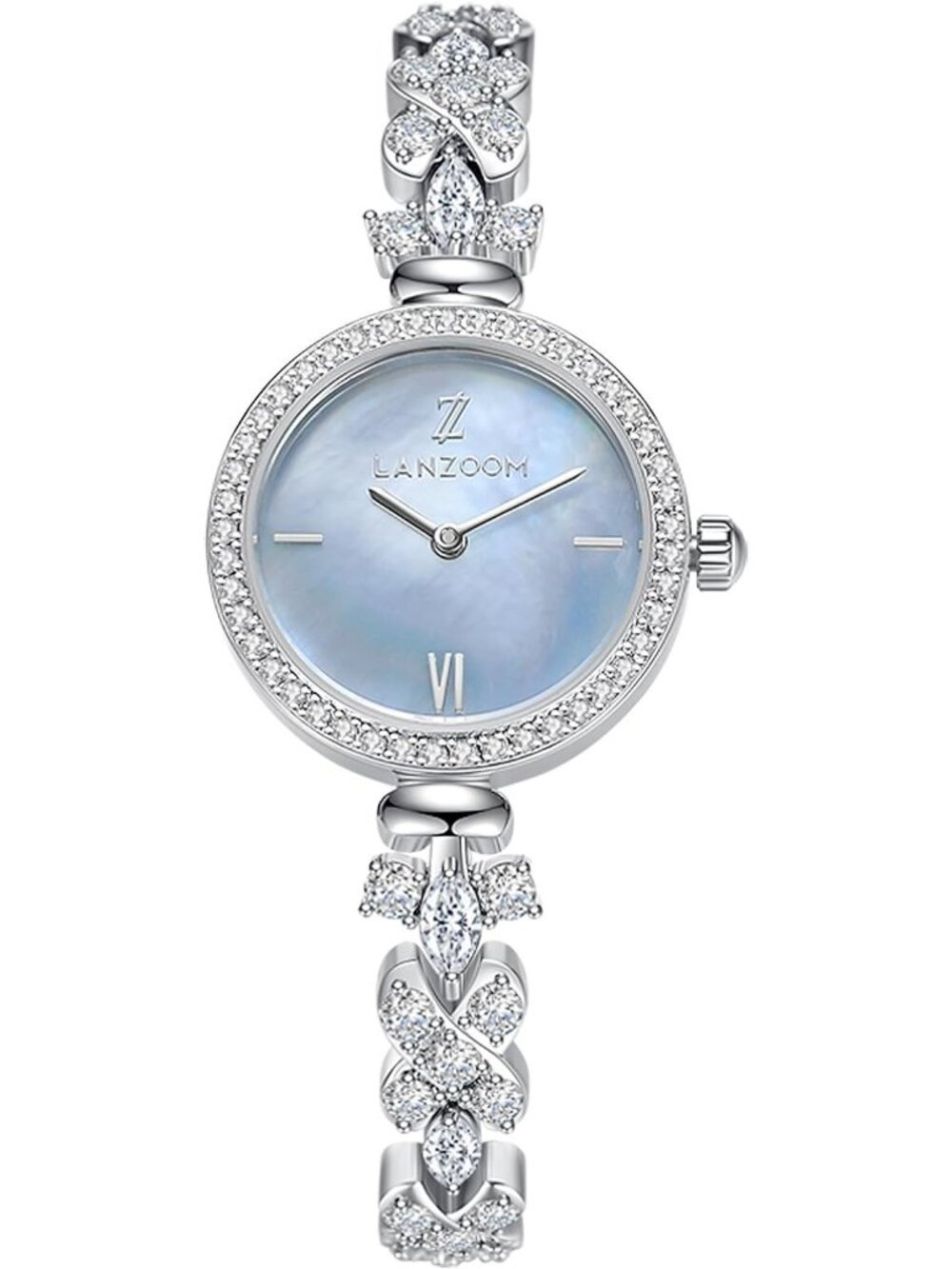 Lanzoom Women's Silver Blue Analog Quartz Retro Stainless Steel Filled Watch